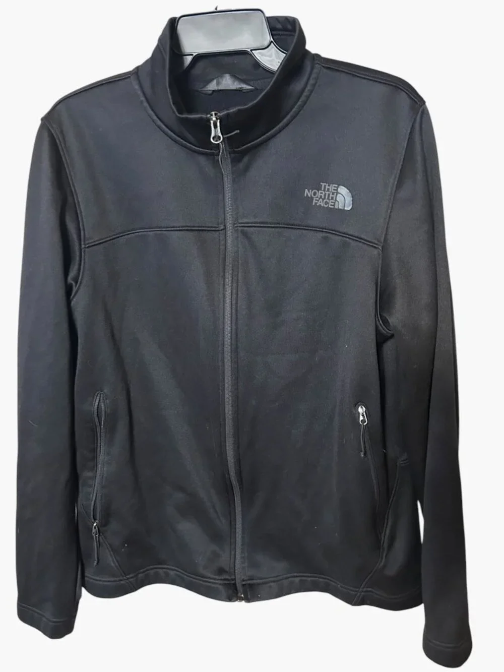 The North Face Mens M Black Full Zip Fleece Softshell Jacket Outdoor Hiking EUC